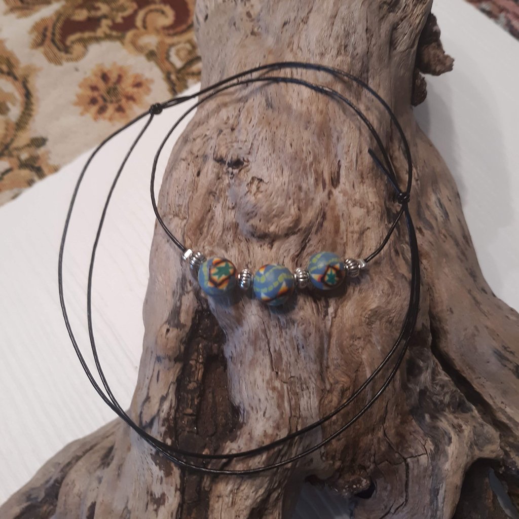 Adjustable Polymer Clay Bead Necklace 16$